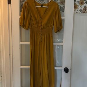 Wild Fable Yellow Wrap Sundress with Flutter Sleeves